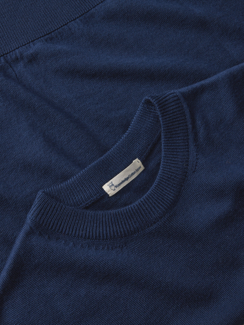 KnowledgeCotton Apparel - WMN Merino crew neck sweater Knits 1001 Total Eclipse