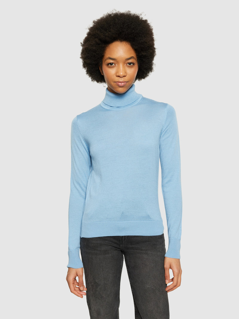 KnowledgeCotton Apparel - WMN Fine merino roll neck - RWS Knits 1463 Glacier Lake