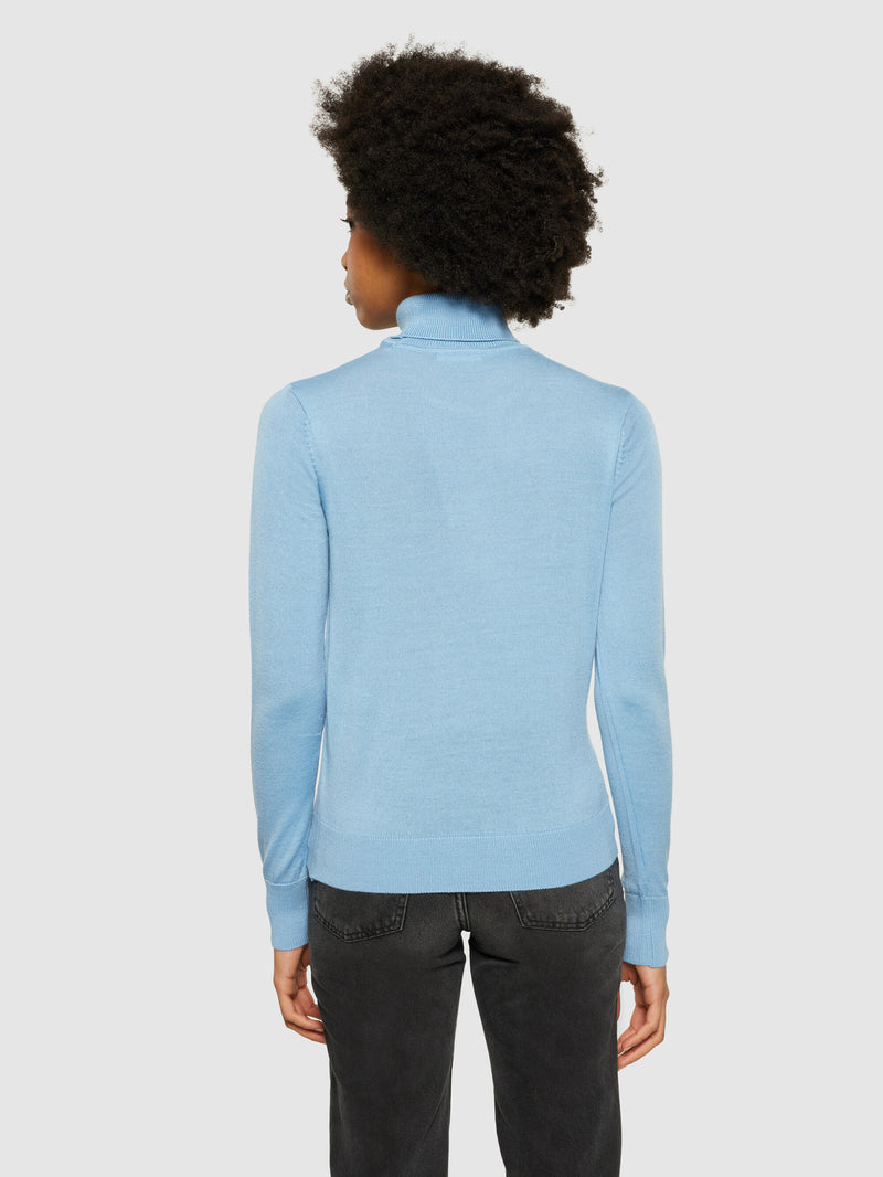 KnowledgeCotton Apparel - WMN Fine merino roll neck - RWS Knits 1463 Glacier Lake