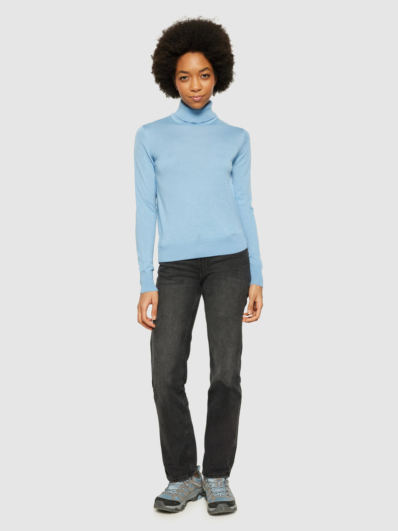 KnowledgeCotton Apparel - WMN Fine merino roll neck - RWS Knits 1463 Glacier Lake