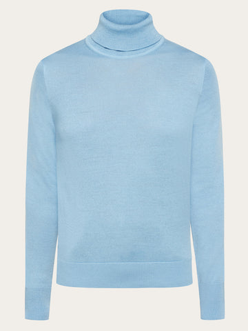 KnowledgeCotton Apparel - WMN Fine merino roll neck - RWS Knits 1463 Glacier Lake