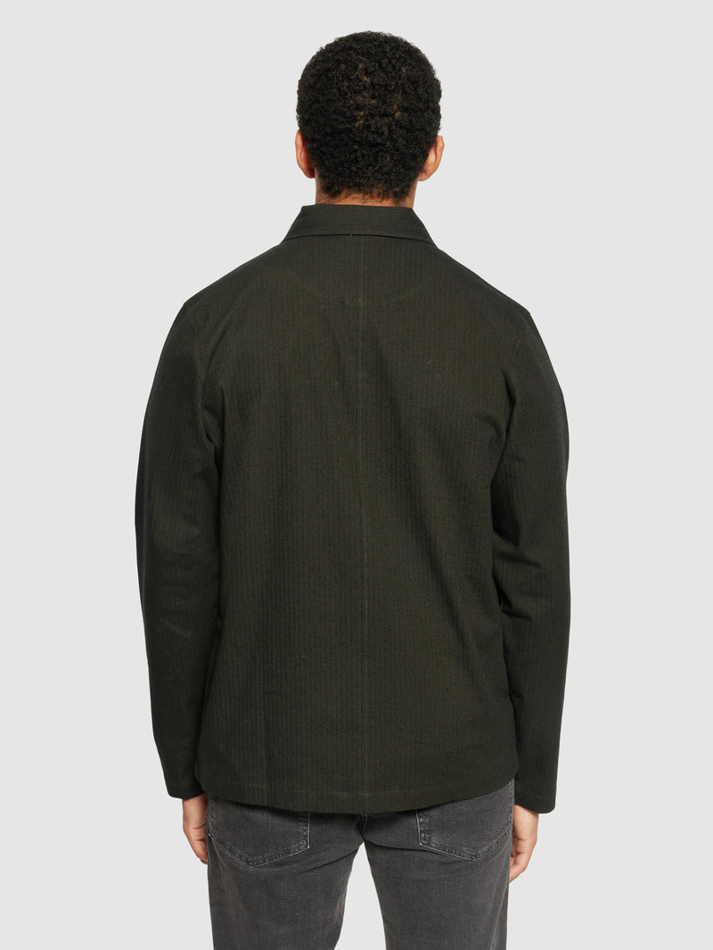 KnowledgeCotton Apparel - MEN Flannel herringbone overshirt - GOTS/Vegan Overshirts 1090 Forrest Night