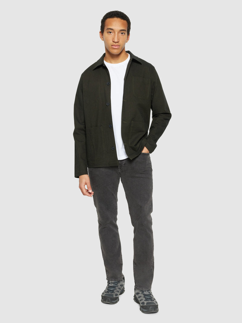 KnowledgeCotton Apparel - MEN Flannel herringbone overshirt - GOTS/Vegan Overshirts 1090 Forrest Night
