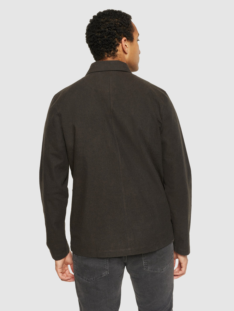 KnowledgeCotton Apparel - MEN Flannel herringbone overshirt - GOTS/Vegan Overshirts 1243 Demitasse (brown)