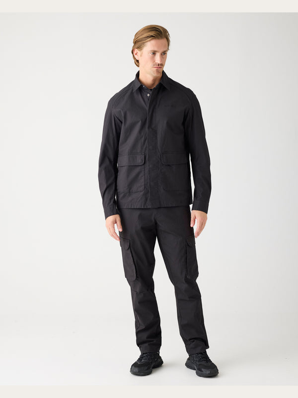 KnowledgeCotton Apparel - MEN Flint Ripstop Belt Cargo Pant - GOTS/Vegan Pants 1300 Black Jet