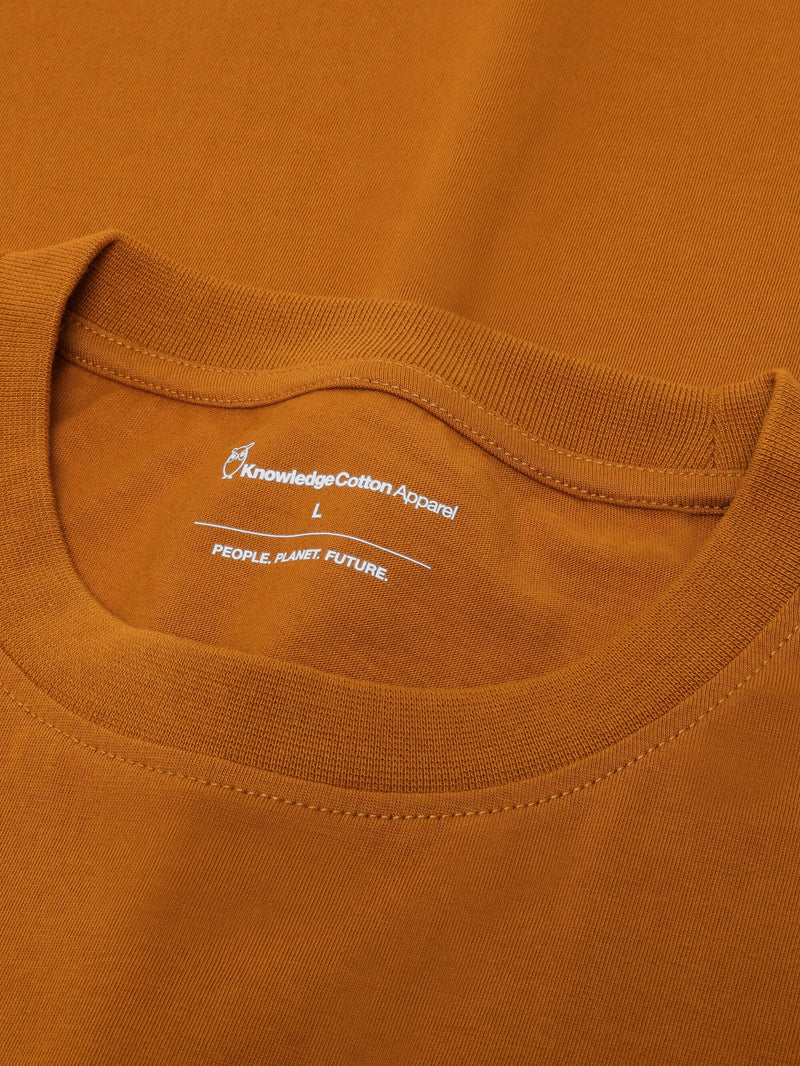 KnowledgeCotton Apparel - MEN Front print t-shirt T-shirts 1485 Pumpkin Spice