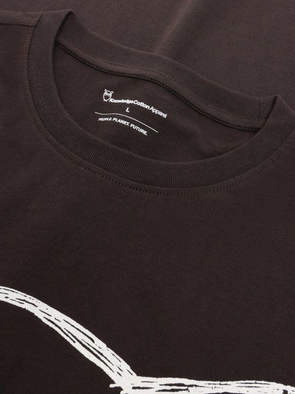 KnowledgeCotton Apparel - MEN Front print t-shirt T-shirts 1487 Chocolate Torte
