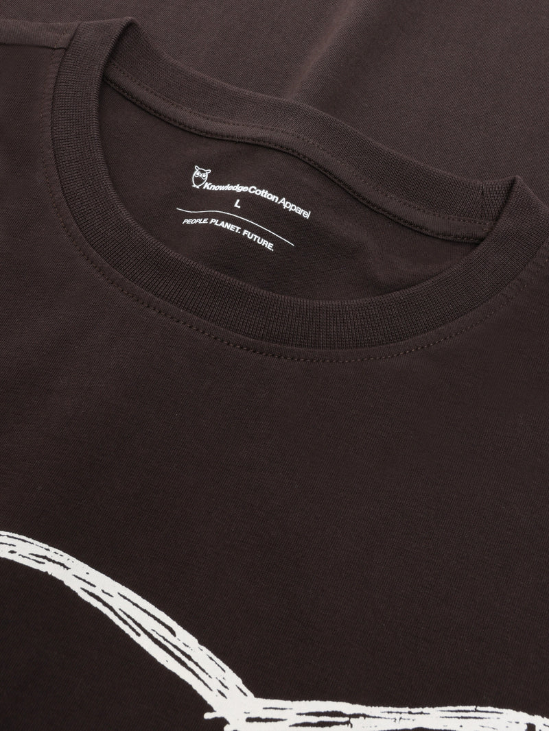 KnowledgeCotton Apparel - MEN Front print t-shirt T-shirts 1487 Chocolate Torte