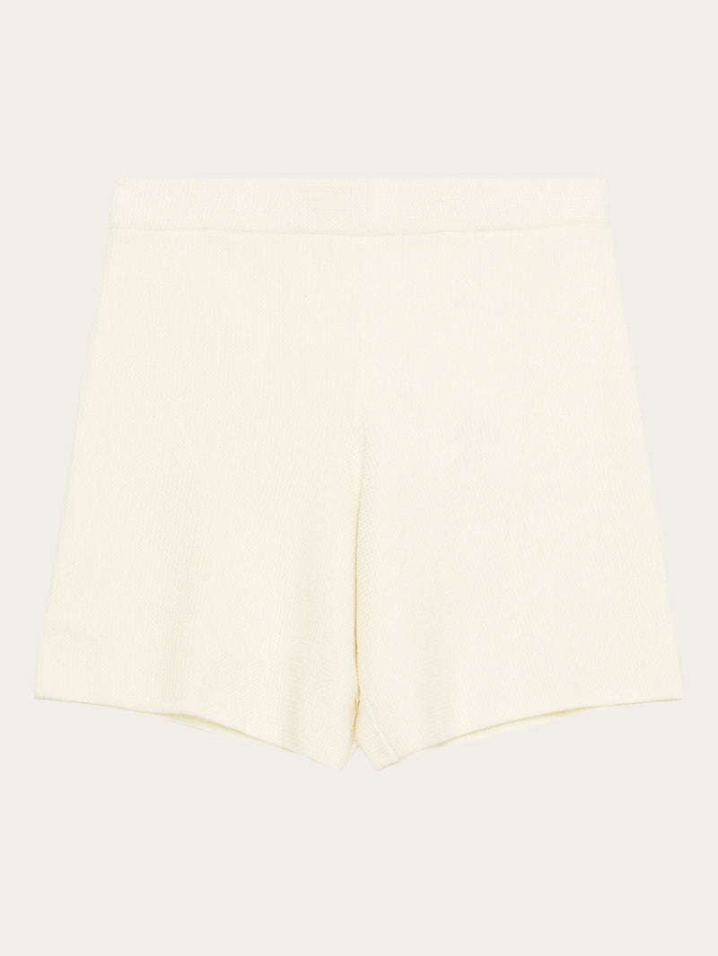 KnowledgeCotton Apparel - WMN GALE mid-rise cotton racking stich shorts - GOTS/Vegan Shorts 1387 Egret