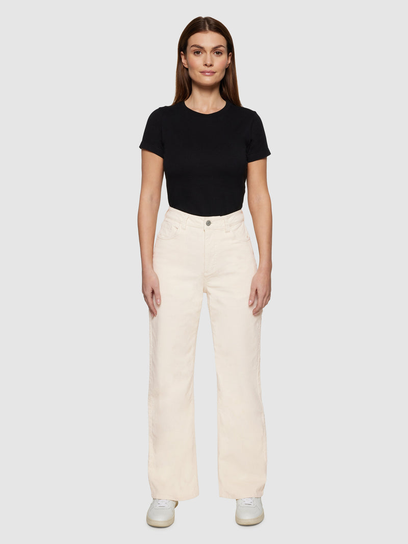 KnowledgeCotton Apparel - WMN Organic Cotton Gale Corduroy Pants GOTS Pants 1387 Egret