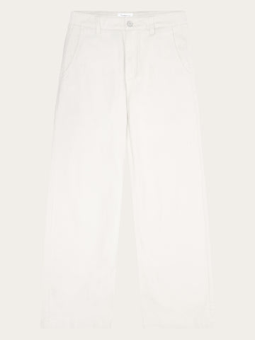 KnowledgeCotton Apparel - WMN GALE straight mid-rise garment dyed twill 5-pocket pants - GOTS/Vegan Pants 1387 Egret