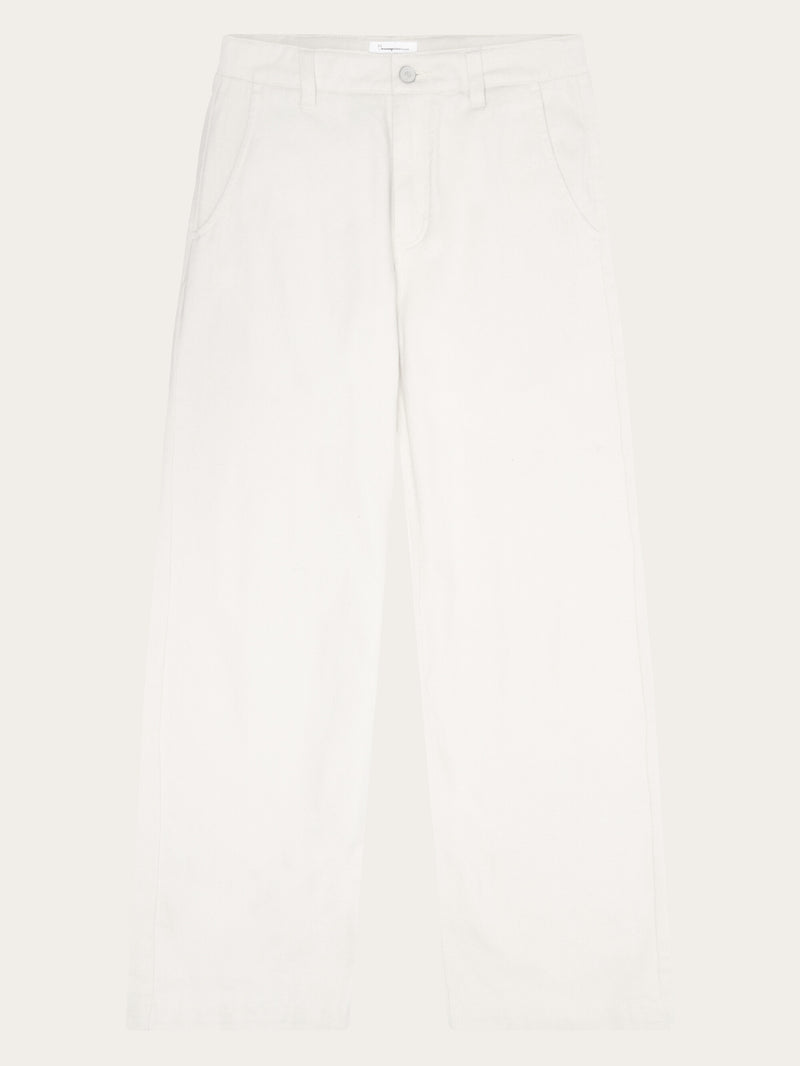 KnowledgeCotton Apparel - WMN GALE straight mid-rise garment dyed twill 5-pocket pants - GOTS/Vegan Pants 1387 Egret