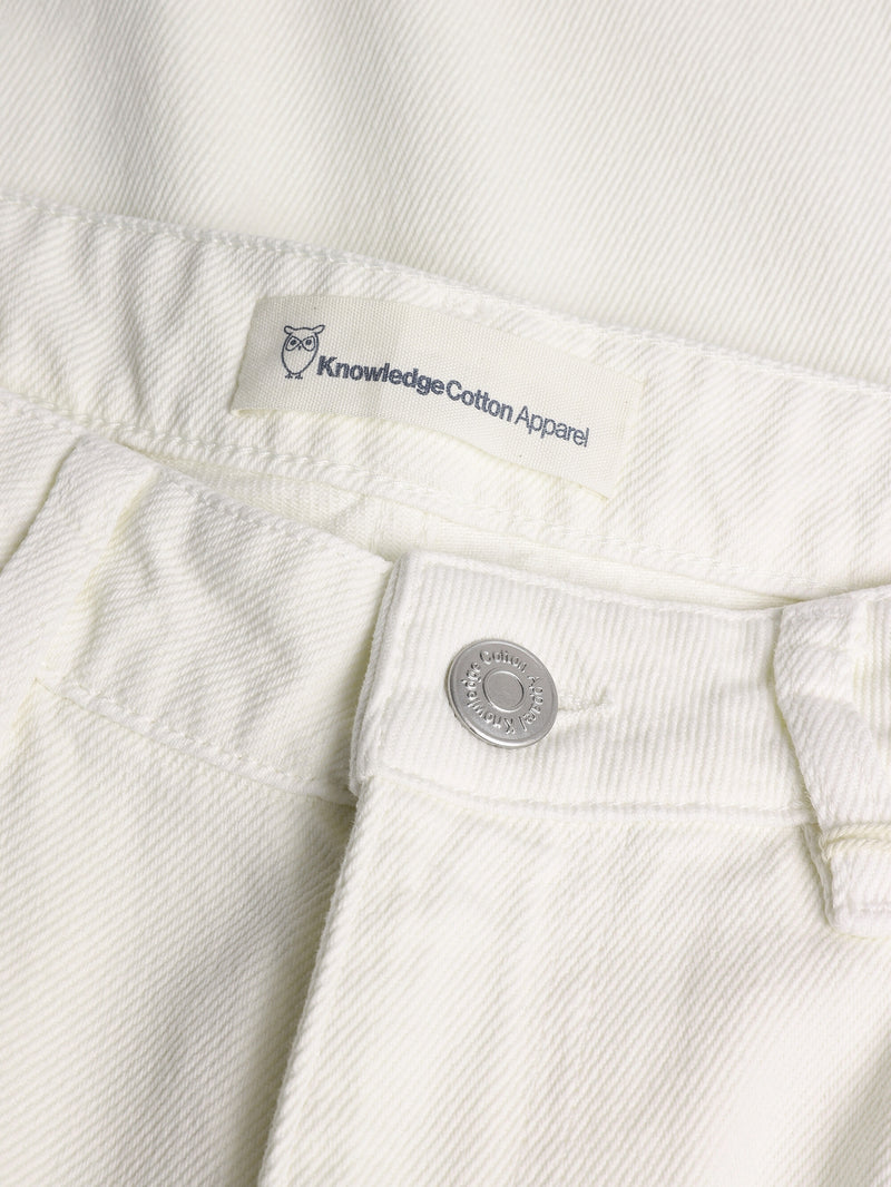 KnowledgeCotton Apparel - WMN GALE straight mid-rise raw twill 5-pocket pants - GOTS/Vegan Pants 1387 Egret