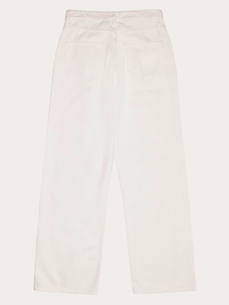 KnowledgeCotton Apparel - WMN GALE straight mid-rise raw twill 5-pocket pants - GOTS/Vegan Pants 1387 Egret