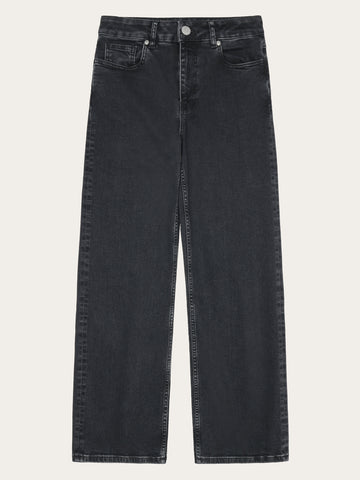 KnowledgeCotton Apparel - WMN GALE straight mid-rise rinse black 5-pocket jeans Denim jeans 3049 Rinse black