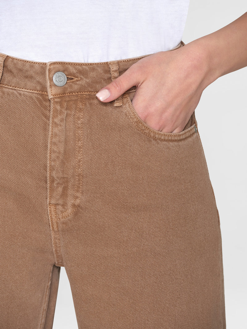 KnowledgeCotton Apparel - WMN GALE straight mid-rise twill 5-pocket pants - GRS/Vegan Pants 1441 Tiramisu