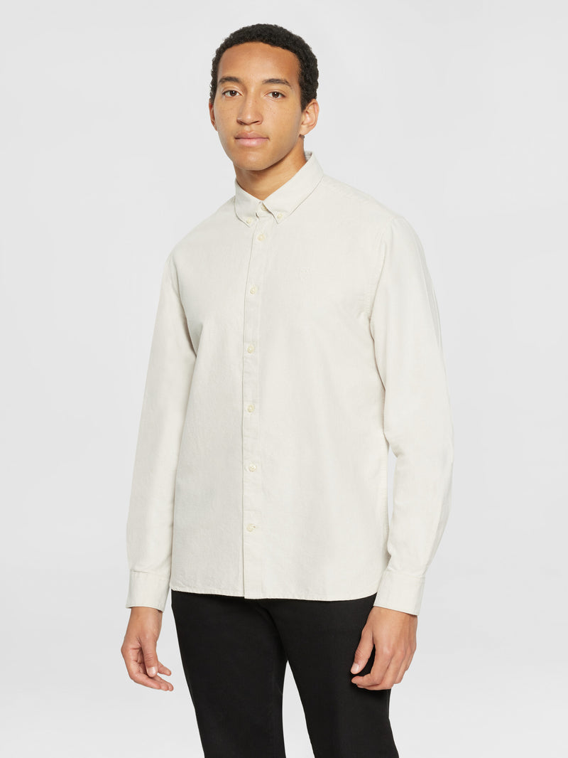 KnowledgeCotton Apparel - MEN Harald Small Owl Oxford Regular Fit Shirt - GOTS/Vegan Shirts 1228 Light feather gray