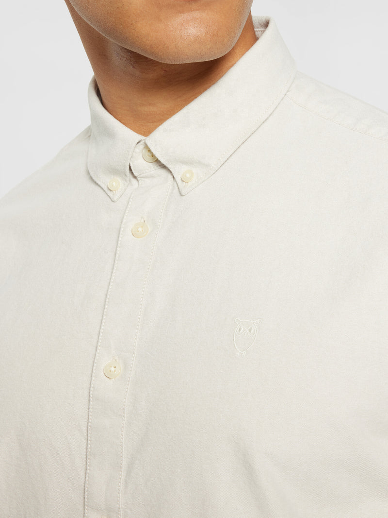 KnowledgeCotton Apparel - MEN Harald Small Owl Oxford Regular Fit Shirt - GOTS/Vegan Shirts 1228 Light feather gray