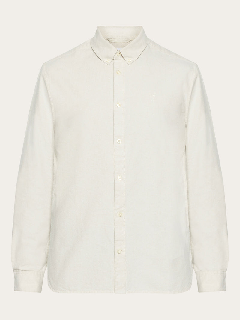 KnowledgeCotton Apparel - MEN Harald Small Owl Oxford Regular Fit Shirt - GOTS/Vegan Shirts 1228 Light feather gray
