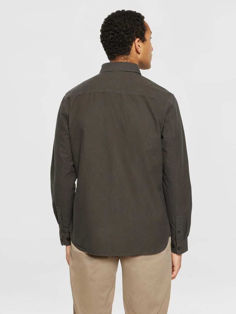 KnowledgeCotton Apparel - MEN Harald Small Owl Oxford Regular Fit Shirt - GOTS/Vegan Shirts 1243 Demitasse (brown)