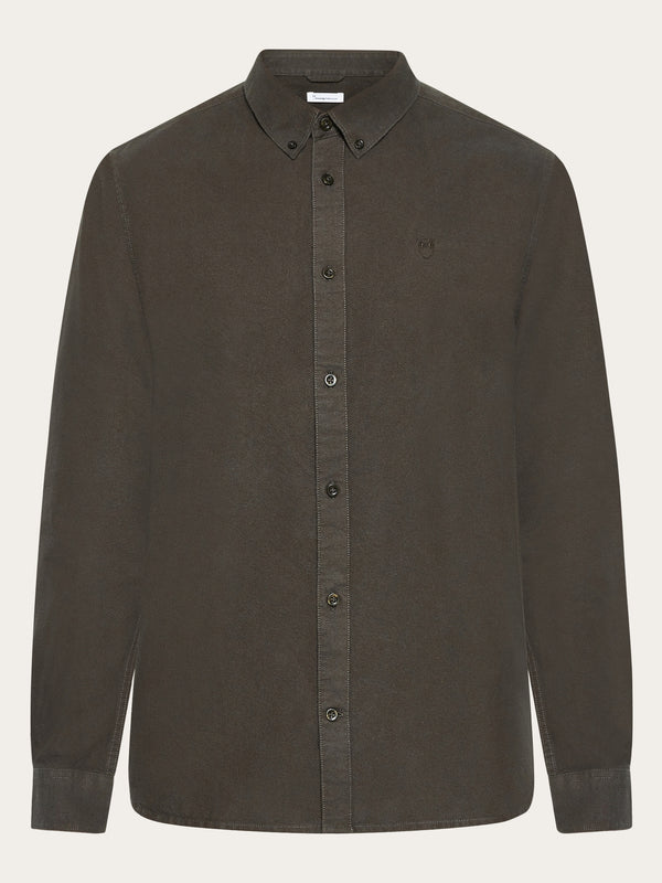 KnowledgeCotton Apparel - MEN Harald Small Owl Oxford Regular Fit Shirt - GOTS/Vegan Shirts 1243 Demitasse (brown)