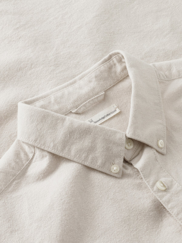 KnowledgeCotton Apparel - MEN Harald Small Owl Oxford Regular Fit Shirt - GOTS/Vegan Shirts 1228 Light feather gray