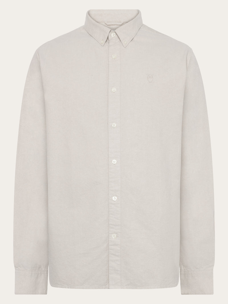 KnowledgeCotton Apparel - MEN Harald Small Owl Oxford Regular Fit Shirt - GOTS/Vegan Shirts 1228 Light feather gray
