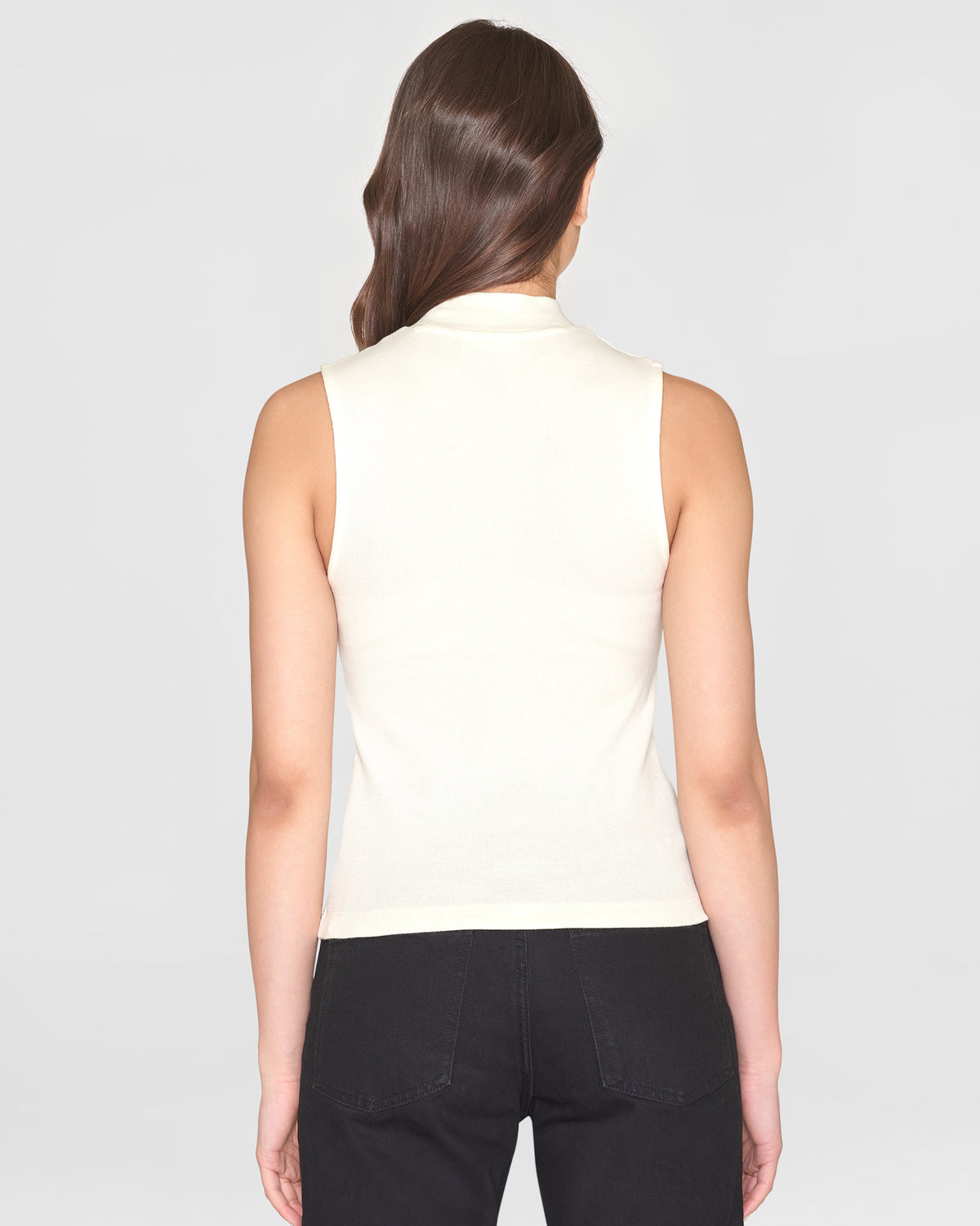 KnowledgeCotton Apparel - WMN High neck rib top T-shirts 1007 Star White