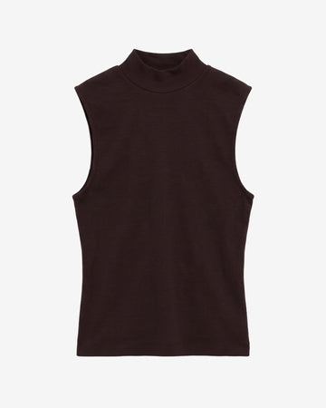 KnowledgeCotton Apparel - WMN High neck rib top T-shirts 1487 Chocolate Torte