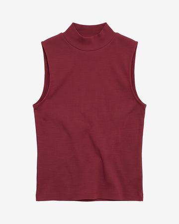 KnowledgeCotton Apparel - WMN High neck rib top T-shirts 1500 Burgundy