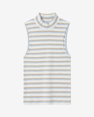 KnowledgeCotton Apparel - WMN High neck rib top T-shirts 8032 Multi color stripe