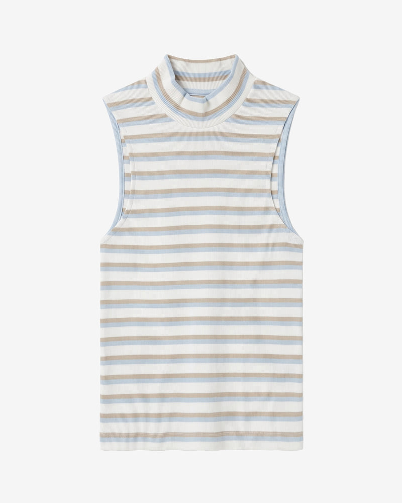 KnowledgeCotton Apparel - WMN High neck rib top T-shirts 8032 Multi color stripe