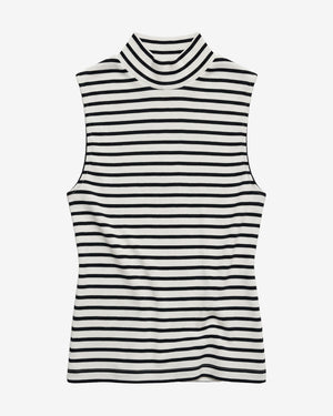 KnowledgeCotton Apparel - WMN High neck rib top T-shirts 8036 Navy