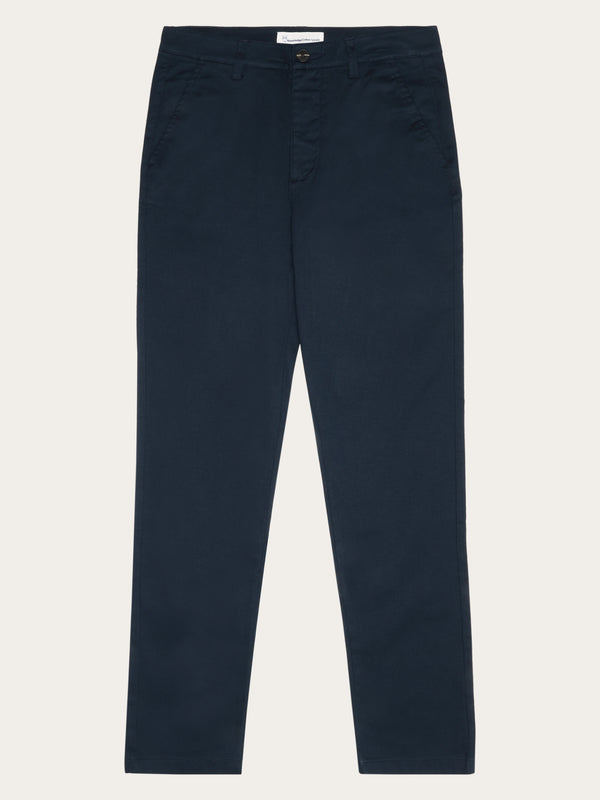 KnowledgeCotton Apparel - WMN IRIS mom mid-rise canvas pique chino - GOTS/Vegan Pants 1001 Total Eclipse