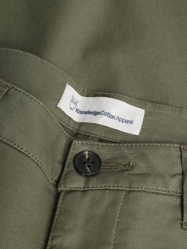 KnowledgeCotton Apparel - WMN IRIS mom mid-rise canvas pique chino - GOTS/Vegan Pants 1068 Burned Olive