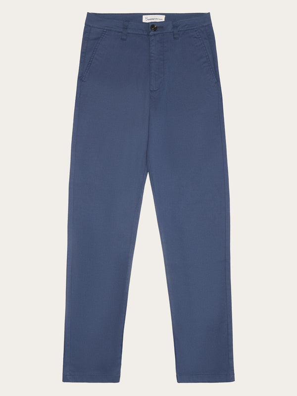 KnowledgeCotton Apparel - WMN IRIS mom mid-rise canvas pique chino - GOTS/Vegan Pants 1226 Vintage Indigo