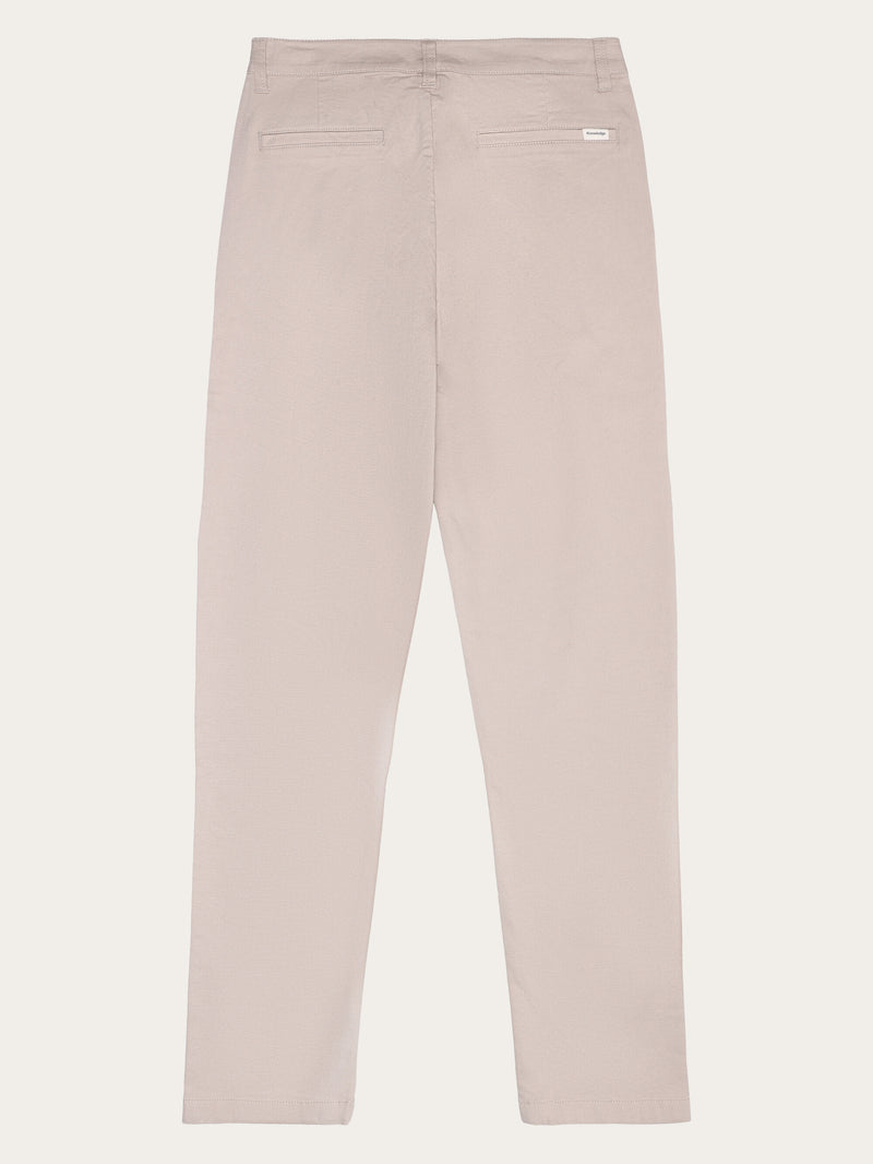 KnowledgeCotton Apparel - WMN IRIS mom mid-rise canvas pique chino - GOTS/Vegan Pants 1228 Light feather gray