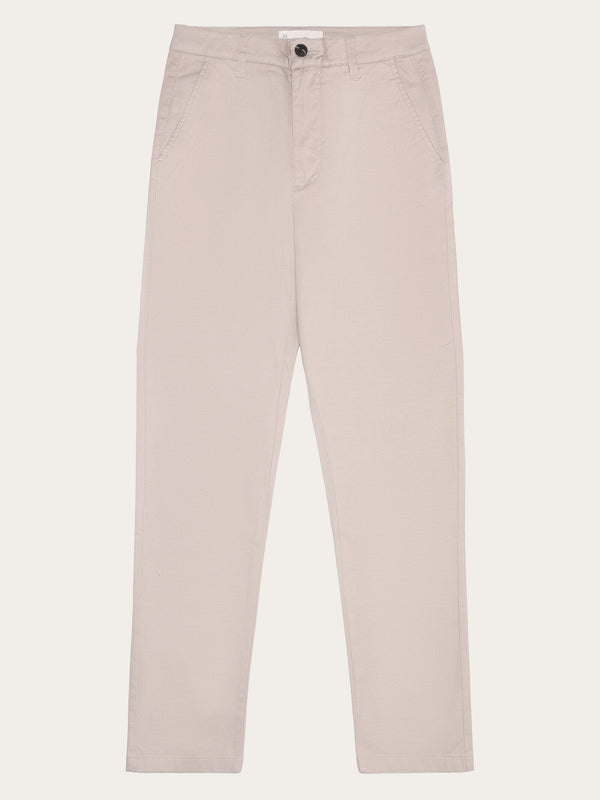KnowledgeCotton Apparel - WMN IRIS mom mid-rise canvas pique chino - GOTS/Vegan Pants 1228 Light feather gray