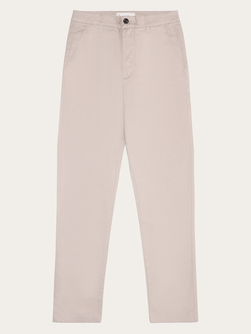 KnowledgeCotton Apparel - WMN IRIS mom mid-rise canvas pique chino - GOTS/Vegan Pants 1228 Light feather gray