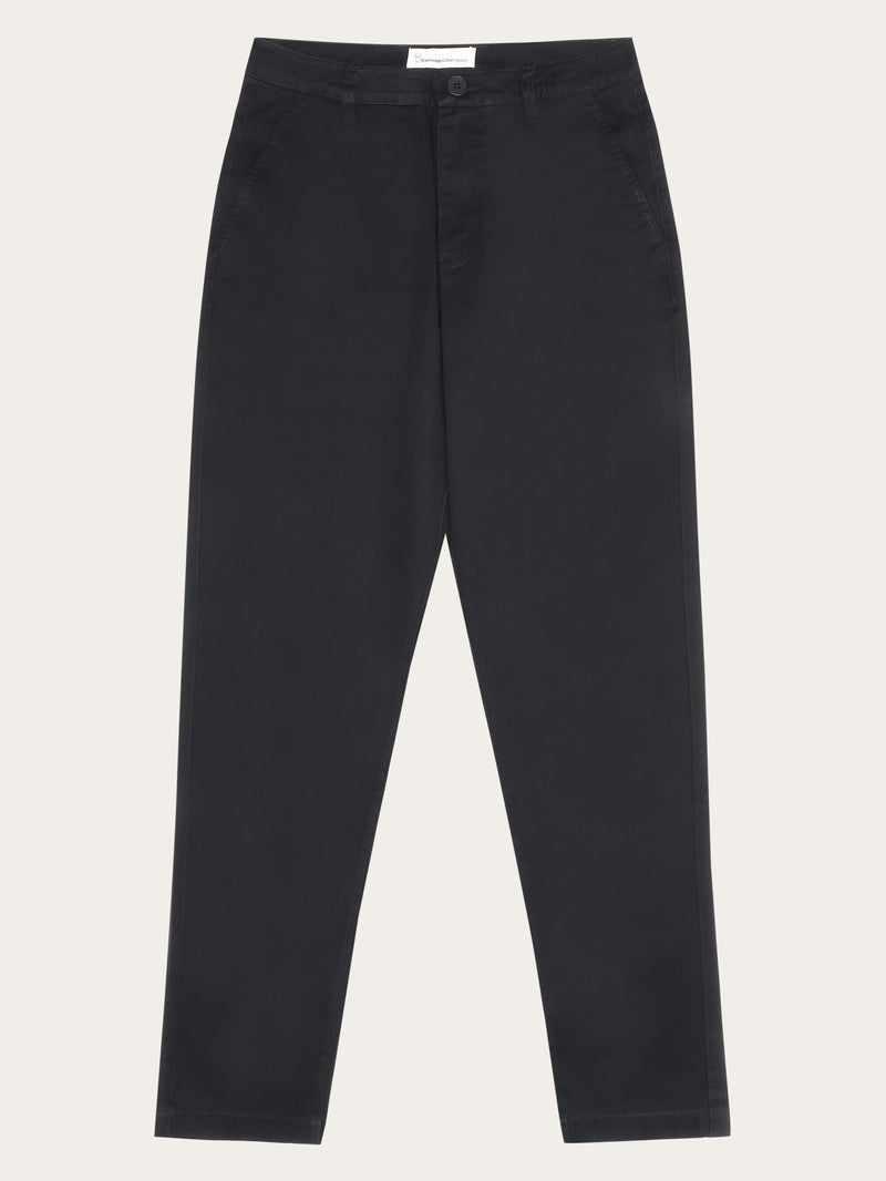 KnowledgeCotton Apparel - WMN IRIS mom mid-rise twill chino - GOTS/Vegan Pants 1300 Black Jet