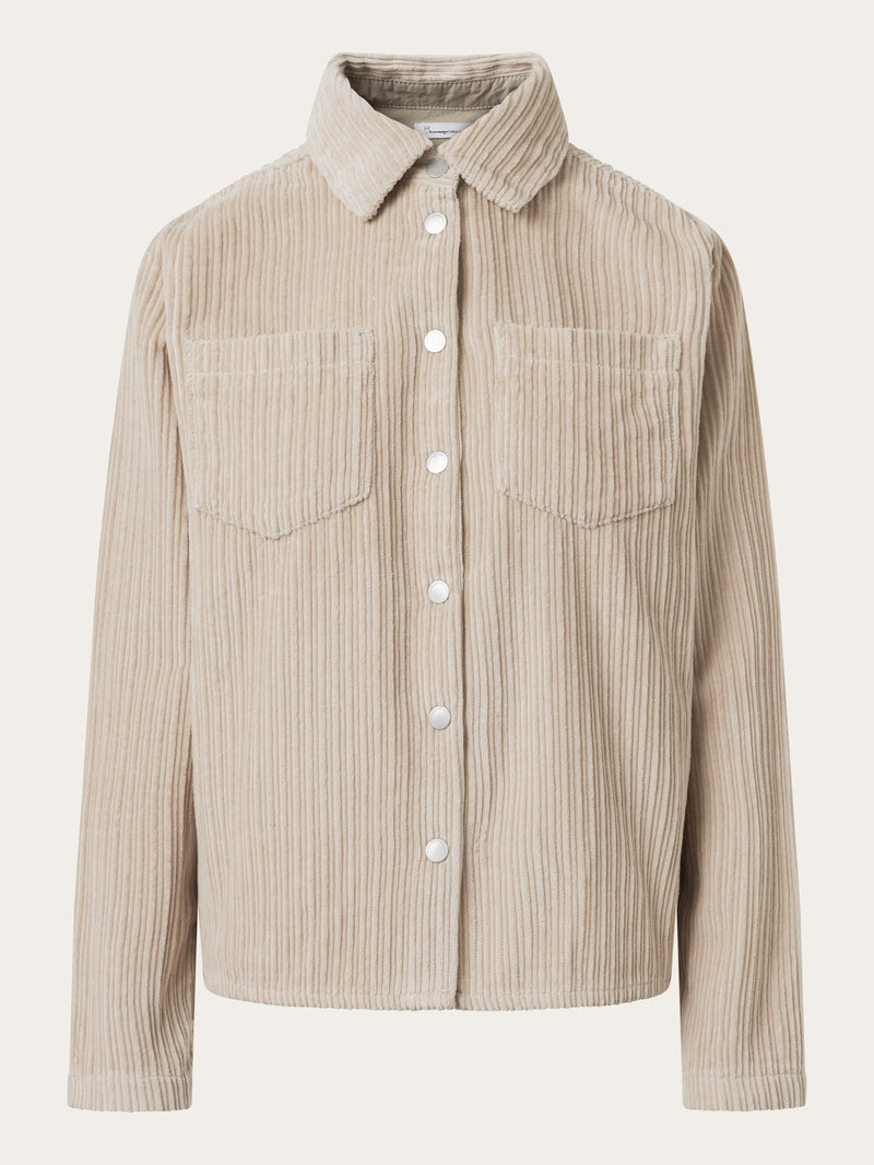 KnowledgeCotton Apparel - WMN Irregular corduroy overshirt Overshirts 1228 Light feather gray