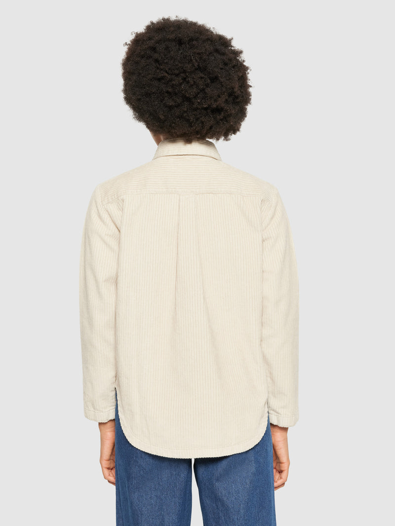 KnowledgeCotton Apparel - WMN Irregular corduroy overshirt- GOTS/Vegan Overshirts 1228 Light feather gray