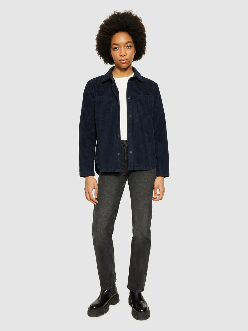 KnowledgeCotton Apparel - WMN Irregular corduroy overshirt- GOTS/Vegan Overshirts 1412 Night Sky