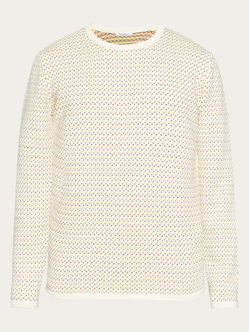 KnowledgeCotton Apparel - MEN Jacquard crew neck sweater Knits 9920 White