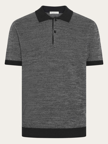 KnowledgeCotton Apparel - MEN Knitted polo Polos 1300 Black Jet