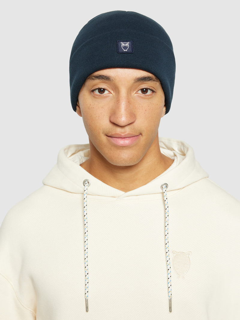 KnowledgeCotton Apparel - UNI Knitted rib beanie Hats 1412 Night Sky