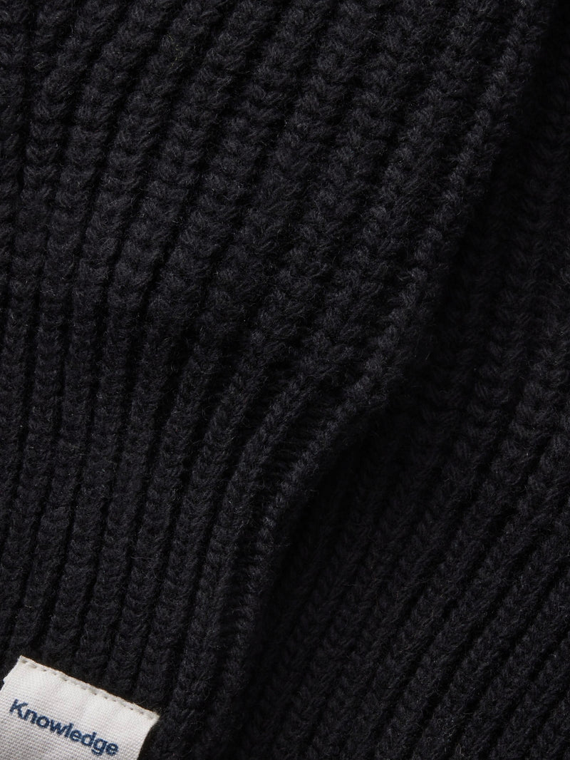 KnowledgeCotton Apparel - UNI Lambswool Patent Knit Gloves RWS Mittens 1300 Black Jet