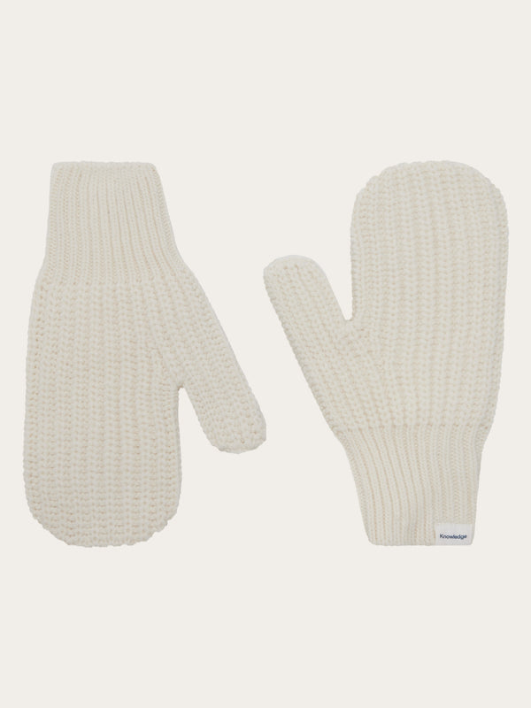 KnowledgeCotton Apparel - UNI Lambswool Patent Knit Gloves RWS Mittens 1387 Egret