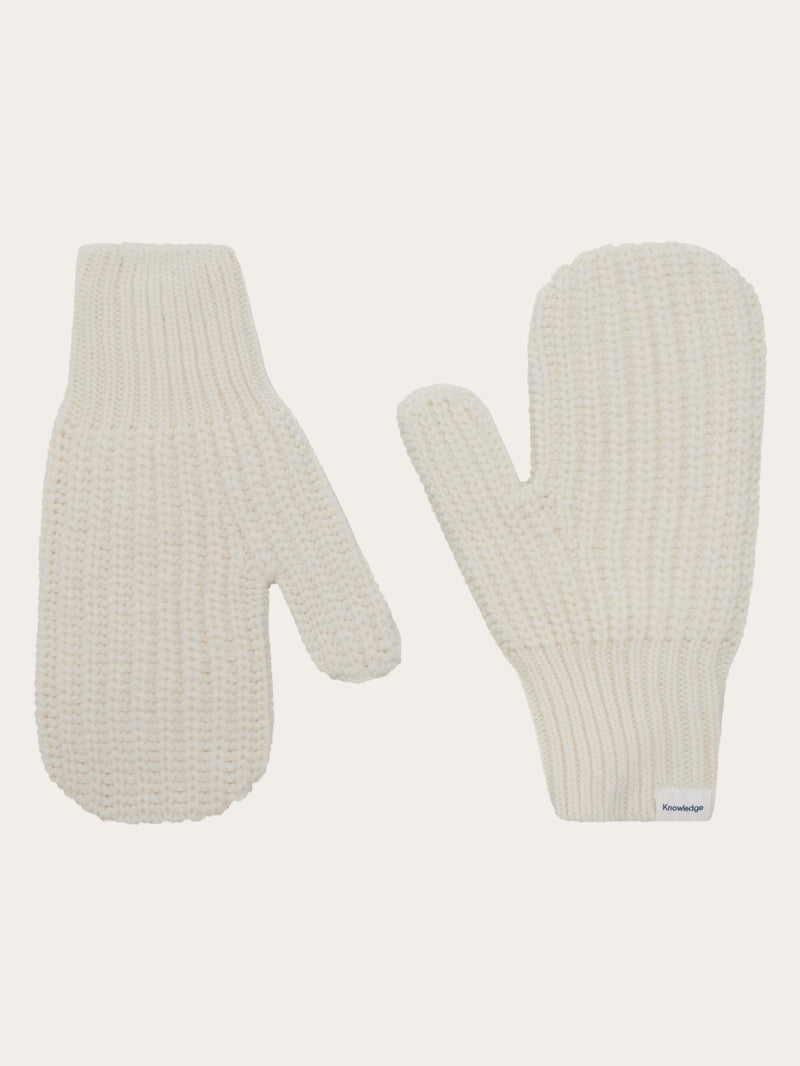KnowledgeCotton Apparel - UNI Lambswool Patent Knit Gloves RWS Mittens 1387 Egret