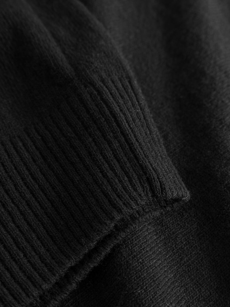 KnowledgeCotton Apparel - WMN Lambswool crew neck Knits 1300 Black Jet